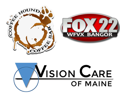 Coffee Hound, Fox 22, Vision Care of Maine Logos