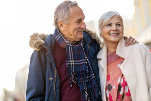 Elderly couple smiling